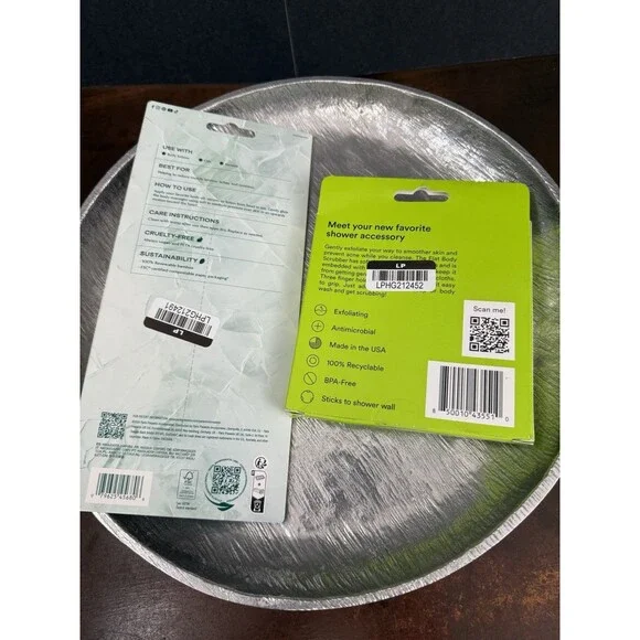 EcoTools Wooden Body Massager & USA Ultimate Flat Body Scrubbers Green Silicone - Picture 4 of 6